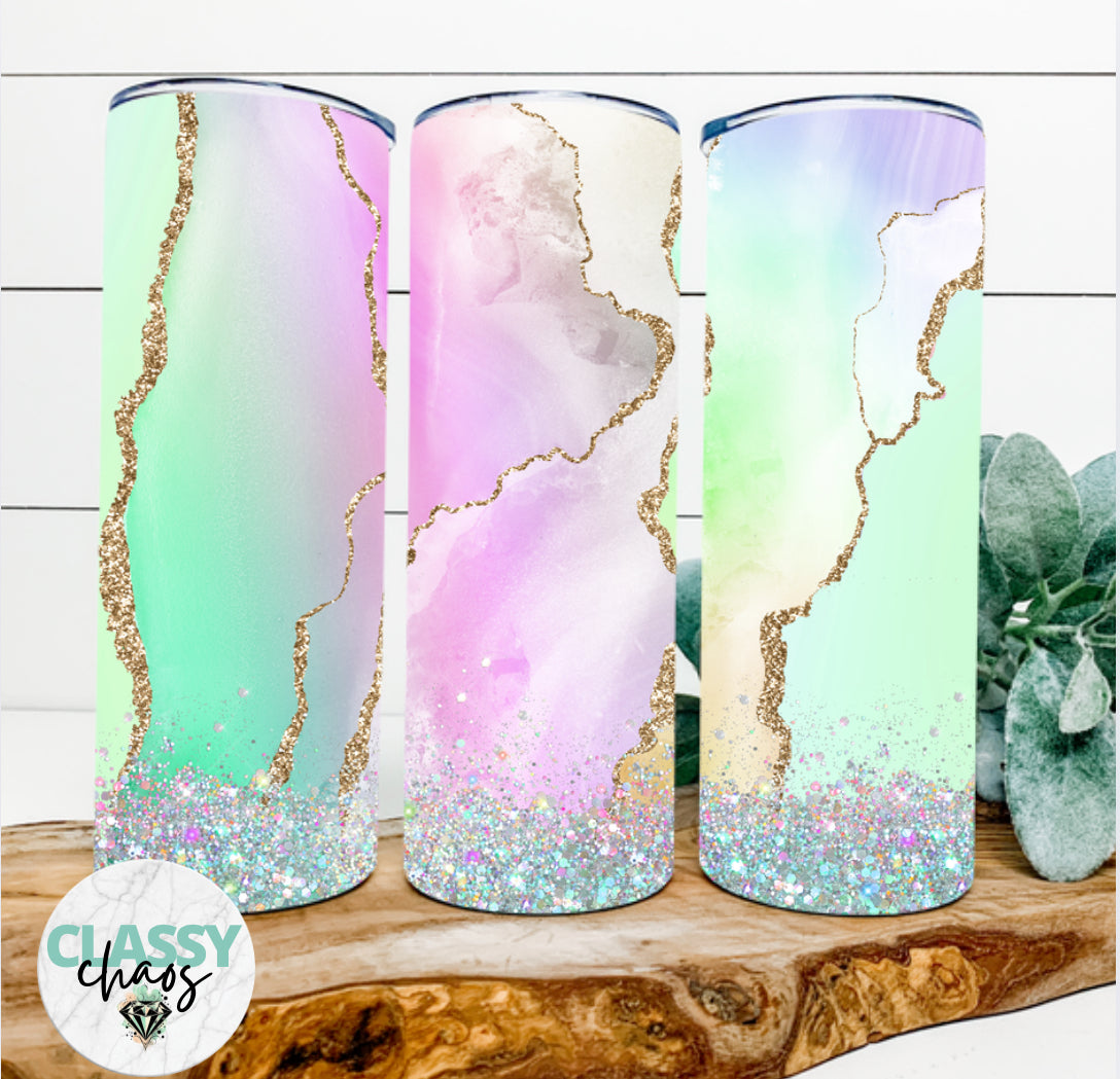 20oz Pastel Marble + Faux Glitter