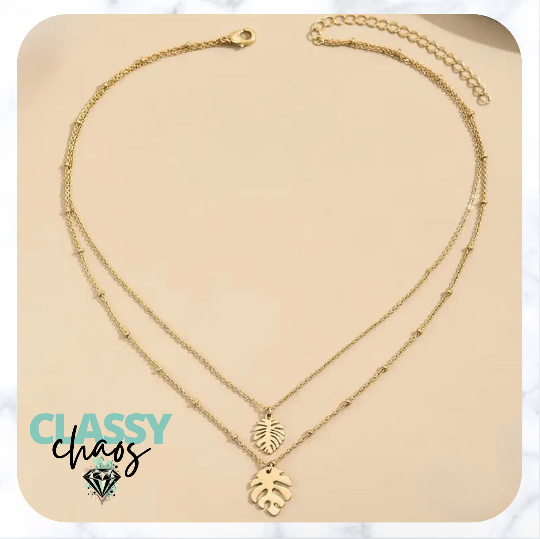 Monstera Double Layered Necklace