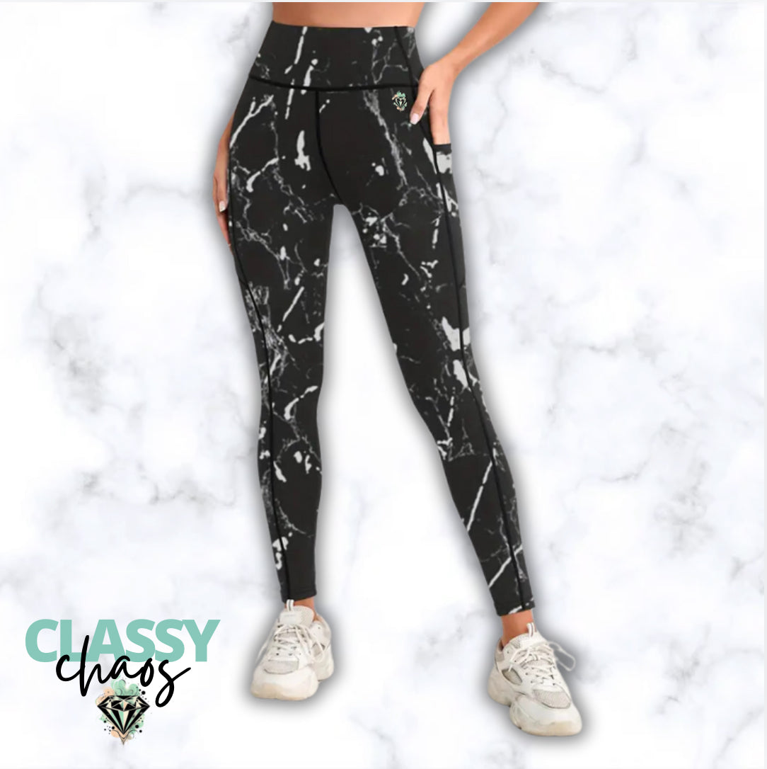 Black Marble Butt-Lifting Leggings