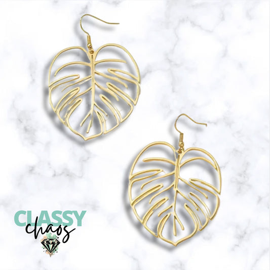 Elegant Monstera Leaf Drop Earrings