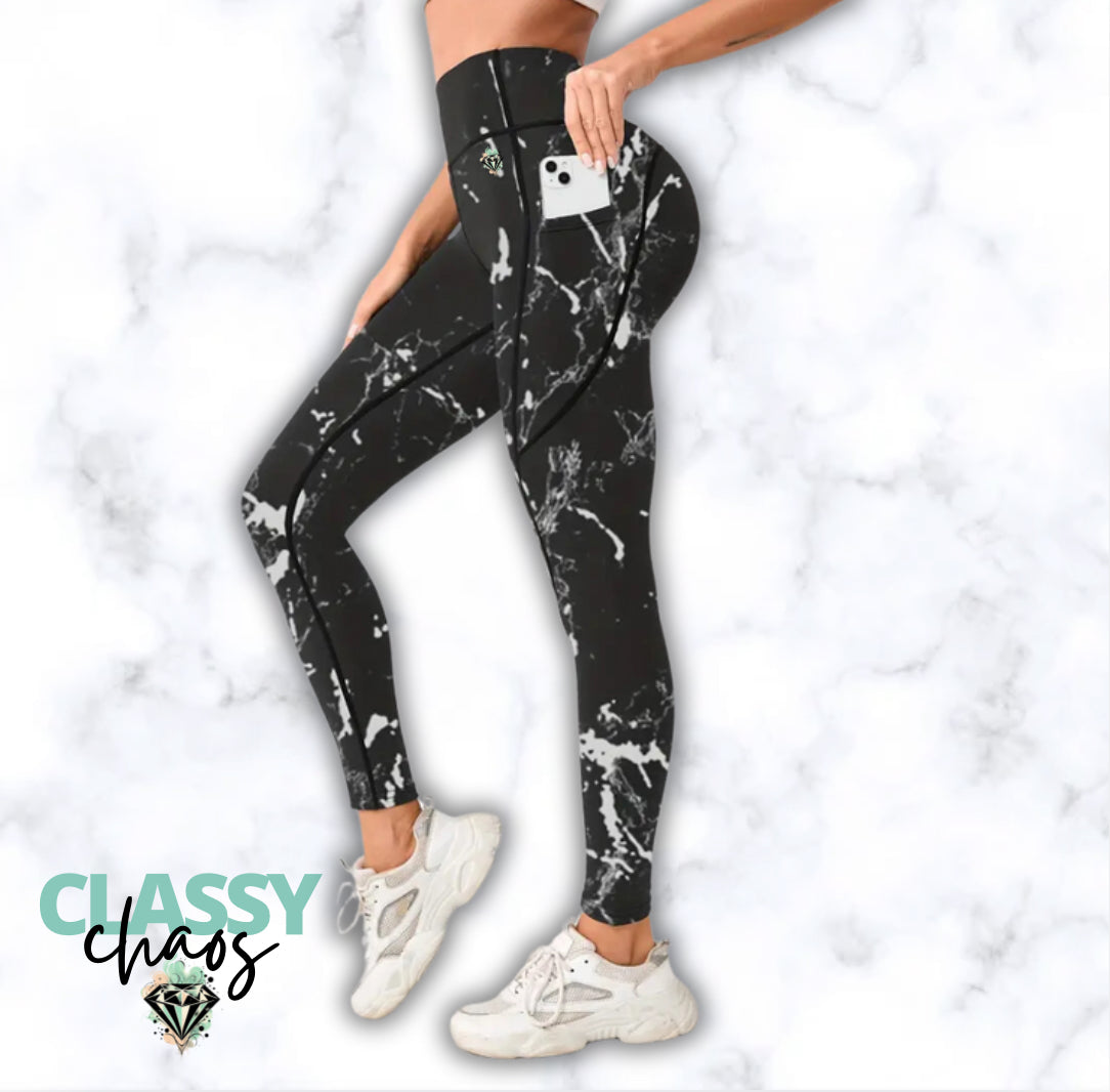 Black Marble Butt-Lifting Leggings