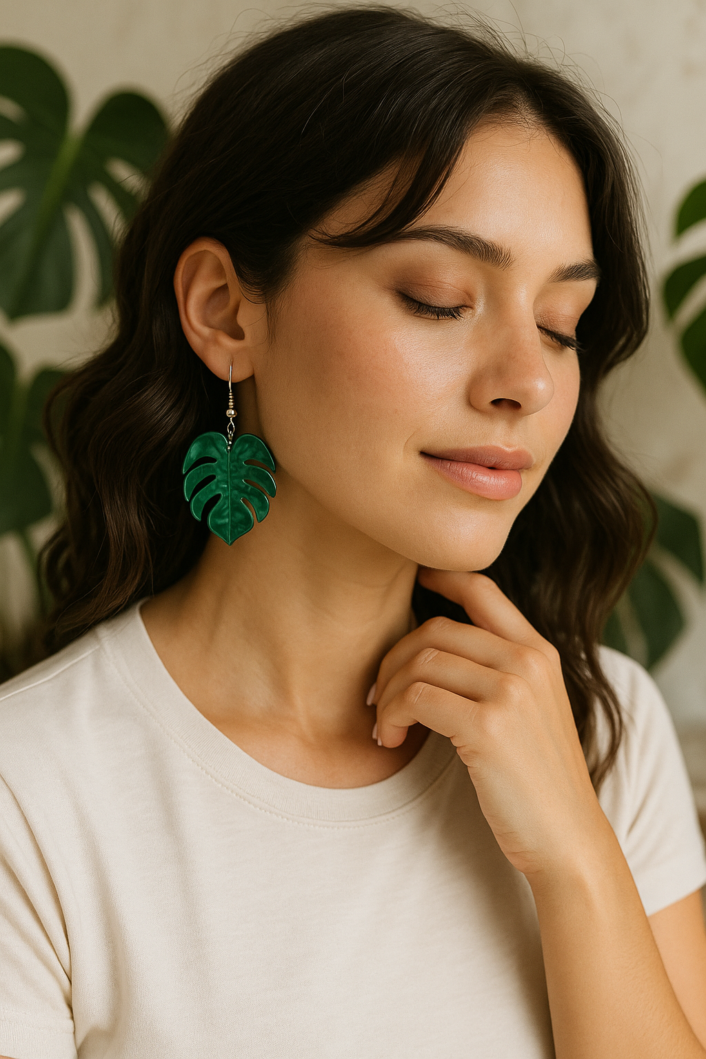 Stylish Monstera Leaf Drop Earrings